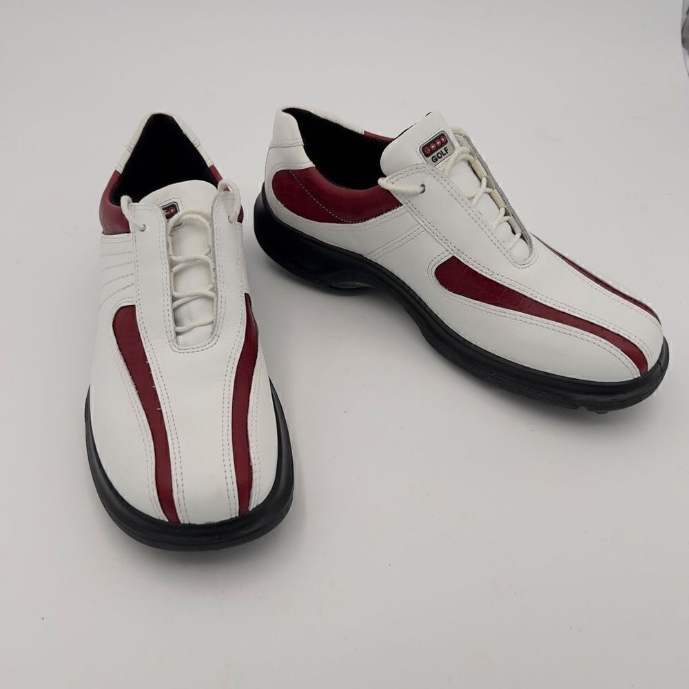 ECCO Receptor White Leather Red Strip Receptor Golf Shoes Womens Size 42 11/11.5